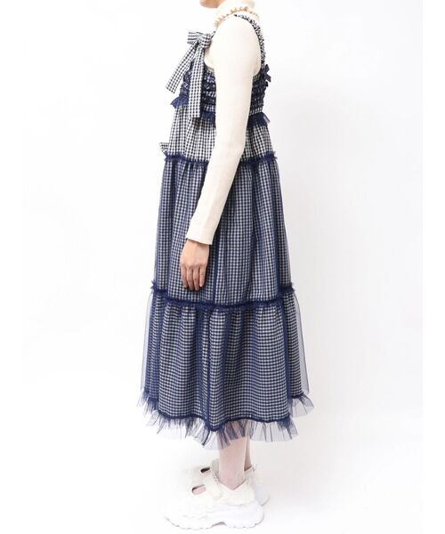 merry jenny（メリージェニー）の「チュールリボンキャミワンピース（ワンピース・レディース・ピンク/ネイビー/ブラック/ブルー・FREE）」の12枚目の写真