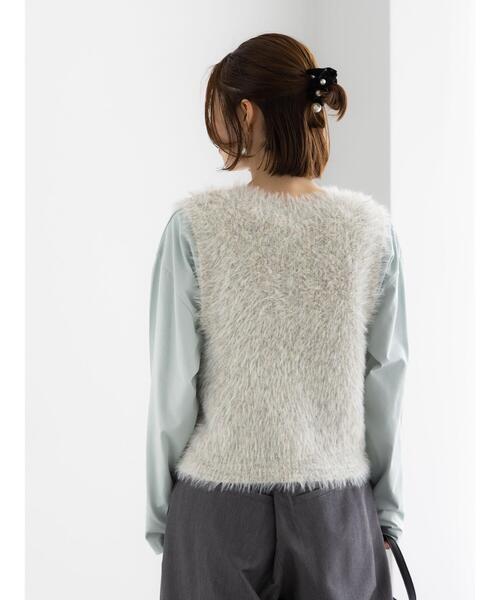 Te chichi（テチチ）の「シャギーヤーンVネックベスト（ベスト・レディース・グレー/ブラック/モカ・F）」の7枚目の写真