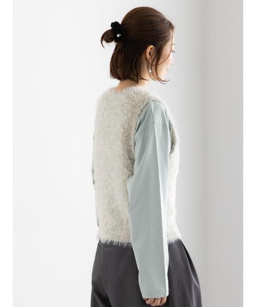 Te chichi（テチチ）の「シャギーヤーンVネックベスト（ベスト・レディース・グレー/ブラック/モカ・F）」の8枚目の写真