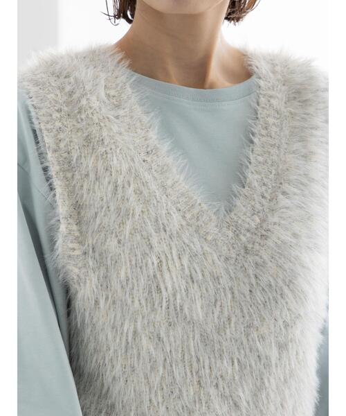 Te chichi（テチチ）の「シャギーヤーンVネックベスト（ベスト・レディース・グレー/ブラック/モカ・F）」の9枚目の写真