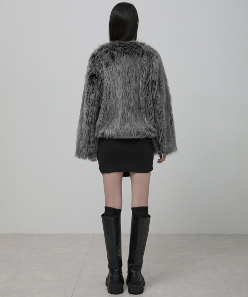 FLAREUP(フレアアップ)の「Fur Jacket (FL-046_Charcoal)(ムートンコート・レディース・ブラック・1/2)」の22枚目の写真