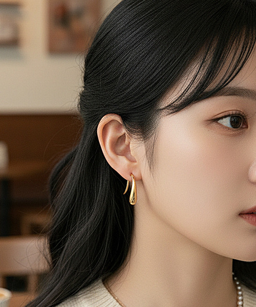 Burner(バーナー)の「【Sonu jewelry(ソヌジュエリー)】シンプルノーブルフック ピアス oku-pierce-3-6【RBTS】(ピアス(両耳用)・レディース・ゴールド/シルバー・FREE)」の2枚目の写真