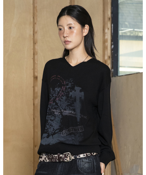 GNT078 — Filo Swift Graffick Soft V-neck knit (чёрный)