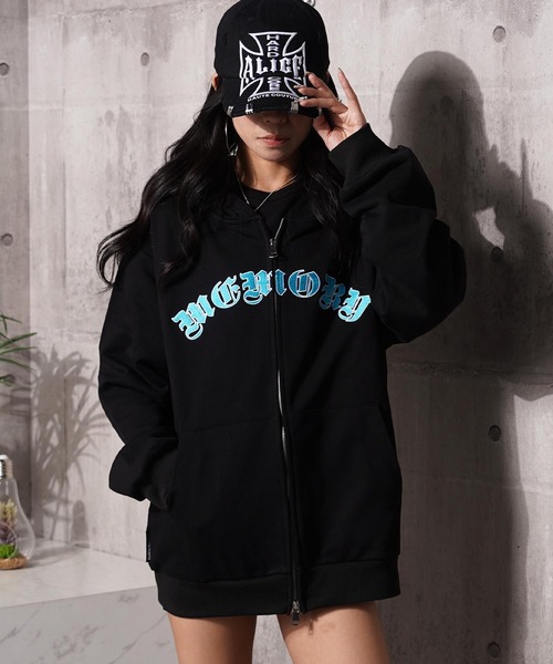 #MEMORY（メモリー）の「【MEMORY】ヘビーウェイト オールドイングリッシュ ダブルZIPパーカー / Old English Double-Zip Hoodie（パーカー・メンズ・ブラック系1/ブラック系2・S/M/L）」の6枚目の写真