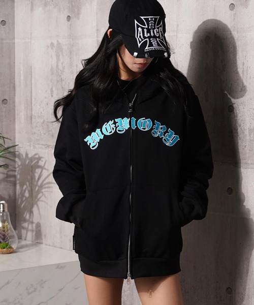 #MEMORY（メモリー）の「【MEMORY】ヘビーウェイト オールドイングリッシュ ダブルZIPパーカー / Old English Double-Zip Hoodie（パーカー・メンズ・ブラック系1/ブラック系2・S/M/L）」の7枚目の写真