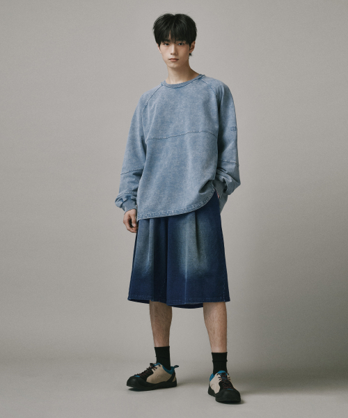 Verdnt（バーダント）の「ワンデニムテリースウェットバミューダショーツ[インディゴ]（その他パンツ・レディース・ダークインディゴブルー・SMALL/MEDIUM/LARGE）」の4枚目の写真