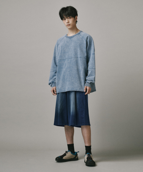 Verdnt（バーダント）の「ワンデニムテリースウェットバミューダショーツ[インディゴ]（その他パンツ・レディース・ダークインディゴブルー・SMALL/MEDIUM/LARGE）」の5枚目の写真