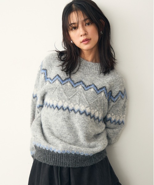 attiree(アティレー)の「ノルディック柄 長袖ニット(ニット/セーター・レディース・アイボリー/グレー/チャコールグレー・MEDIUM)」の17枚目の写真
