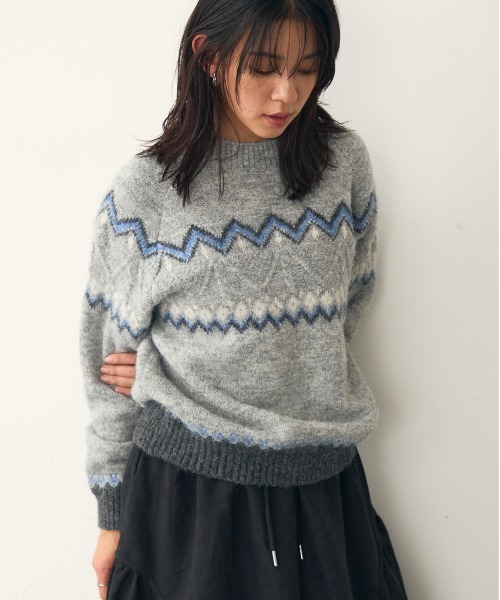 attiree(アティレー)の「ノルディック柄 長袖ニット(ニット/セーター・レディース・アイボリー/グレー/チャコールグレー・MEDIUM)」の21枚目の写真