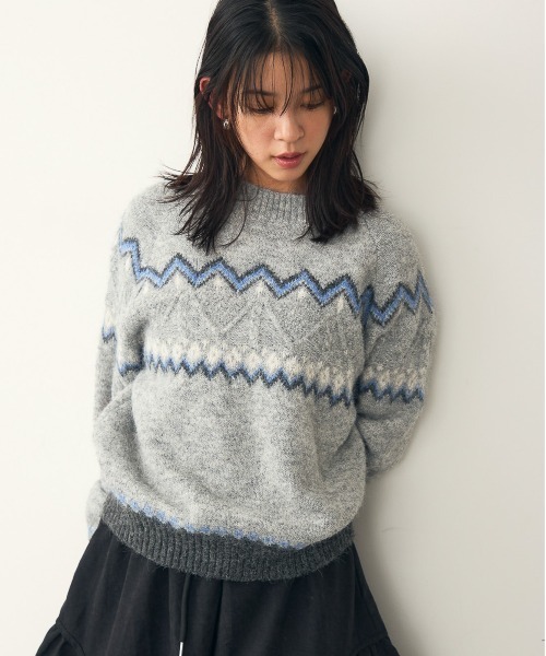 attiree(アティレー)の「ノルディック柄 長袖ニット(ニット/セーター・レディース・アイボリー/グレー/チャコールグレー・MEDIUM)」の20枚目の写真
