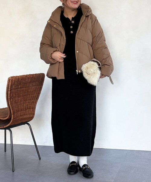 Chez toi（シェトワ）の「襟付ニットワンピース（ワンピース・レディース・ブラック/ライトグレー・FREE）」の5枚目の写真