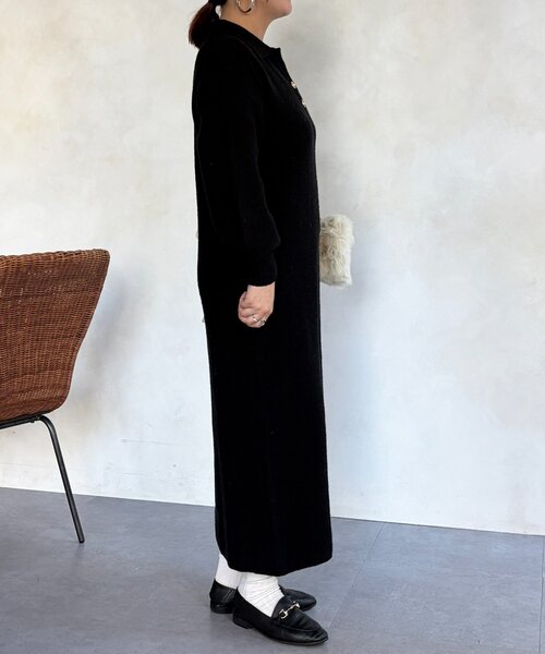 Chez toi（シェトワ）の「襟付ニットワンピース（ワンピース・レディース・ブラック/ライトグレー・FREE）」の8枚目の写真