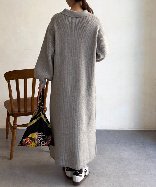 Chez toi（シェトワ）の「襟付ニットワンピース（ワンピース・レディース・ブラック/ライトグレー・FREE）」の15枚目の写真