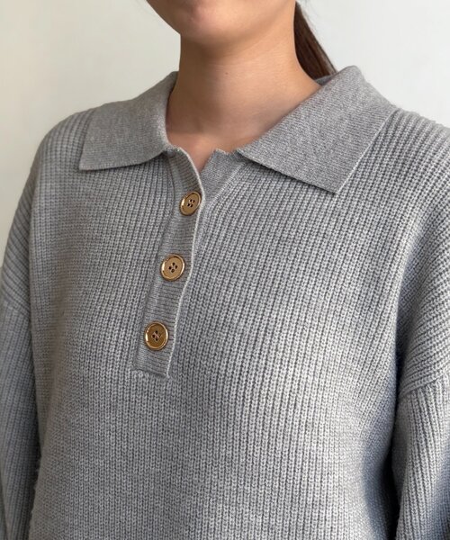 Chez toi（シェトワ）の「襟付ニットワンピース（ワンピース・レディース・ブラック/ライトグレー・FREE）」の18枚目の写真