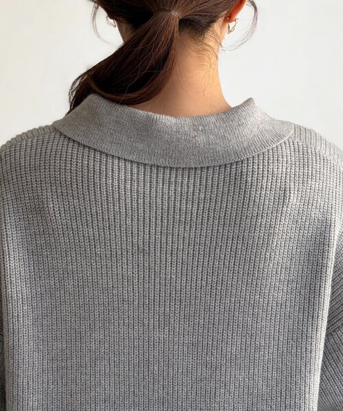 Chez toi（シェトワ）の「襟付ニットワンピース（ワンピース・レディース・ブラック/ライトグレー・FREE）」の19枚目の写真