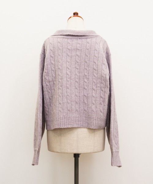 CLETTE(クレット)の「CLETTEオリジナルケーブル編み襟付きジップニット(ニット/セーター・レディース・ピンク/ブラウン/グレー・LL/3L/4L)」の21枚目の写真