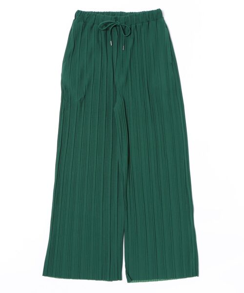 Q（キュー）の「細プリーツパンツ（その他パンツ・レディース・グリーン/バーガンディー・MEDIUM）」の4枚目の写真