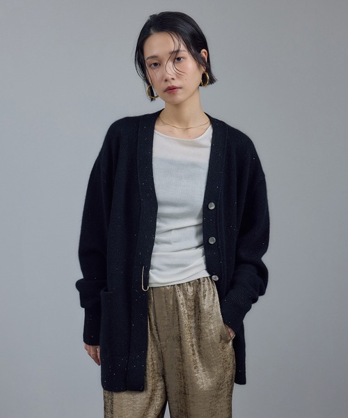 Starry sky Knit スパンコールVネックカーディガン（カーディガン