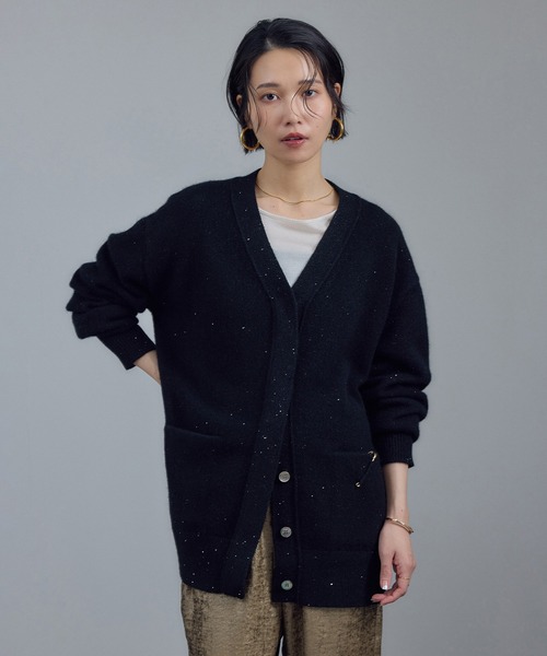 Starry sky Knit スパンコールVネックカーディガン（カーディガン