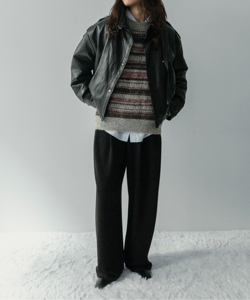 セール】【on:nue】[着用動画あり！] ソフトフェイクレザーライダース