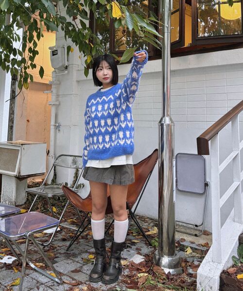 VANONE ATELIER(バノンアトリエ)の「KN4240 Flower hairy wool knit_Blue(ニット/セーター・レディース・ブルー・FREE)」の2枚目の写真