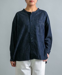 OMNIGOD | [OMNIGOD womens / オムニゴッド] ナチュラルライトオンスデニム ワイドスタンドカラーシャツ(シャツ/ブラウス)