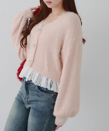 カーディガン/ボレロ（ピンク/桃色系・レース）ファッション通販