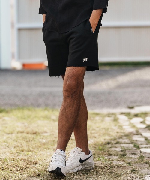 mp14370-heavy weight cut off shorts with heart patch カットオフ