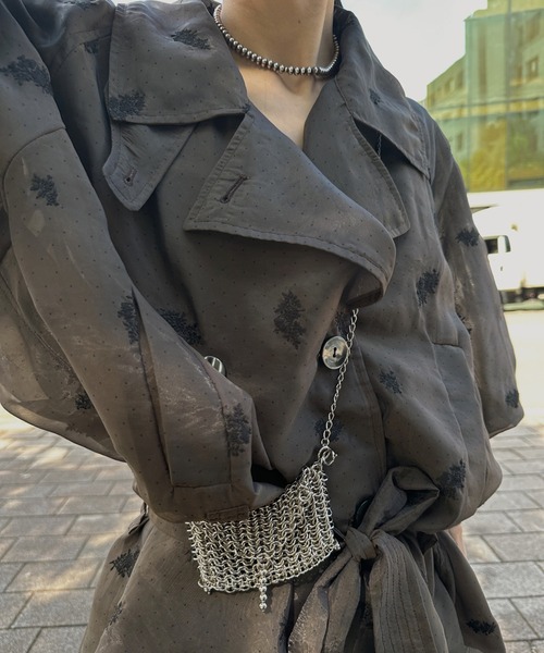 Ameri（アメリ）の「DOT FLOWER VEIL TRENCH（ステンカラーコート・レディース・ホワイト/ブラウン・SMALL/MEDIUM）」の12枚目の写真