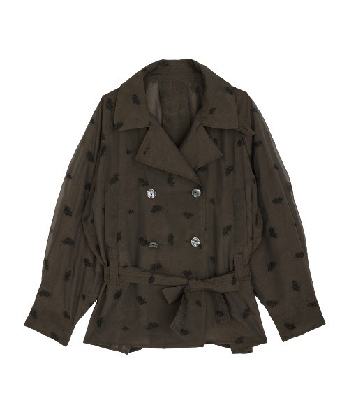 Ameri（アメリ）の「DOT FLOWER VEIL TRENCH（ステンカラーコート・レディース・ホワイト/ブラウン・SMALL/MEDIUM）」の14枚目の写真