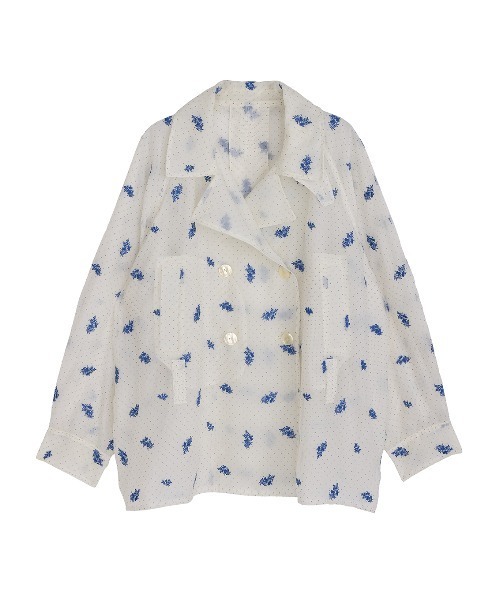 Ameri（アメリ）の「DOT FLOWER VEIL TRENCH（ステンカラーコート・レディース・ホワイト/ブラウン・SMALL/MEDIUM）」の21枚目の写真