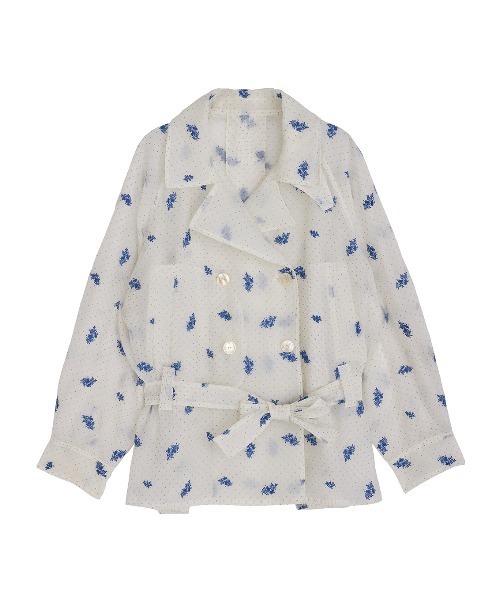 Ameri（アメリ）の「DOT FLOWER VEIL TRENCH（ステンカラーコート・レディース・ホワイト/ブラウン・SMALL/MEDIUM）」の15枚目の写真