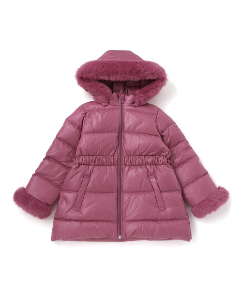 BeBe(ベベ)の「【撥水加工】シャイニータフタウエスト切り替えシャギーファーフードダウンコート(ダウンジャケット/コート・キッズ・パープル/ピンク・130cm/140cm/150cm/110cm/100cm/120cm)」の7枚目の写真
