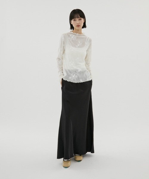 FUULLY STUDIO（フーリィーステューディオ）の「ビンテージサテンフレアスカート（スカート・レディース・アイボリー/チャコールグレー・FREE）」の11枚目の写真