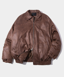 BLACK MOMENT（ブラックモーメント）の「Vegan Suede Overfit Minimal Incision Straight Zip-Up Padding [Brown]（ダウンジャケット/コート・メンズ）」