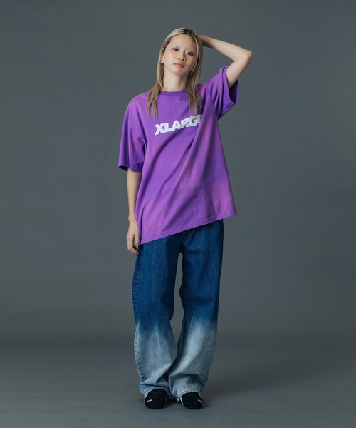XLARGE（エクストララージ）の「DISCHARGE PRINTED STANDARD LOGO S/S TEE（Tシャツ/カットソー・メンズ・パープル/ネイビー/ブラック・S/M/L/XL）」の13枚目の写真