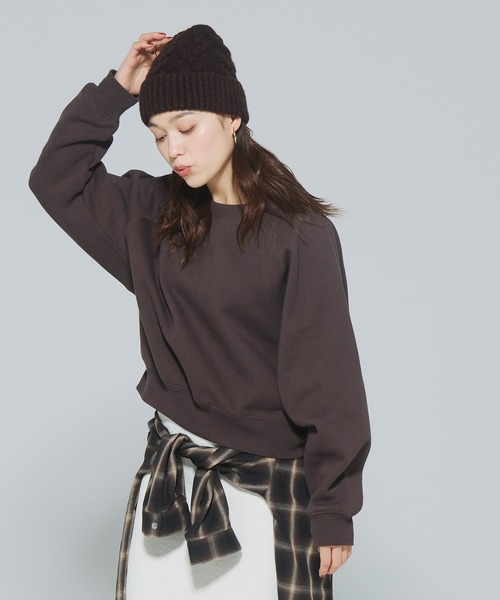 coca（coca）（コカ）の「ウール混ケーブルニット帽子（ニットキャップ/ビーニー・レディース・グレー/ブラウン・ONE SIZE）」の10枚目の写真