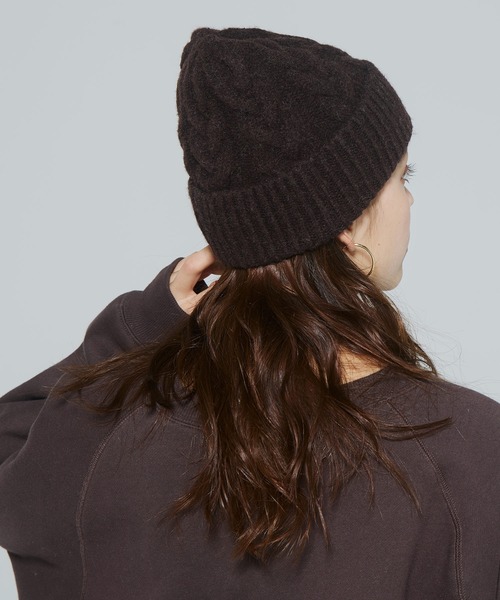 coca（coca）（コカ）の「ウール混ケーブルニット帽子（ニットキャップ/ビーニー・レディース・グレー/ブラウン・ONE SIZE）」の11枚目の写真
