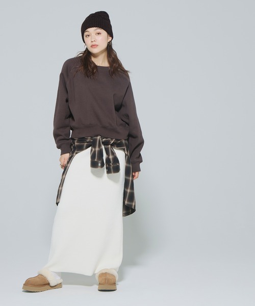 coca（coca）（コカ）の「ウール混ケーブルニット帽子（ニットキャップ/ビーニー・レディース・グレー/ブラウン・ONE SIZE）」の12枚目の写真