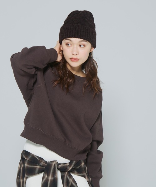 coca（coca）（コカ）の「ウール混ケーブルニット帽子（ニットキャップ/ビーニー・レディース・グレー/ブラウン・ONE SIZE）」の14枚目の写真