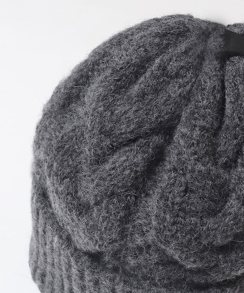 coca（coca）（コカ）の「ウール混ケーブルニット帽子（ニットキャップ/ビーニー・レディース・グレー/ブラウン・ONE SIZE）」の15枚目の写真