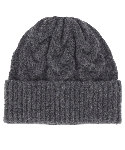 coca（coca）（コカ）の「ウール混ケーブルニット帽子（ニットキャップ/ビーニー・レディース・グレー/ブラウン・ONE SIZE）」の20枚目の写真