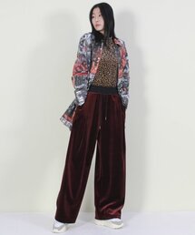 ベルベットサイドワンタックリアルワイドパンツバルガンディ
