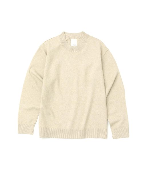 WMC(ダブリューエムシー)の「ミニマルセミモックネックニット_BEIGE(ニット/セーター・メンズ・ベージュ・MEDIUM/LARGE/X-LARGE)」の2枚目の写真