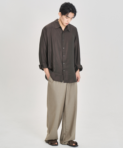 PRAIRIE(KR)(プレーリー)の「シルキー ストライプシャツ (ブラウン)(シャツ/ブラウス・メンズ・ブラウン・MEDIUM/LARGE)」の11枚目の写真