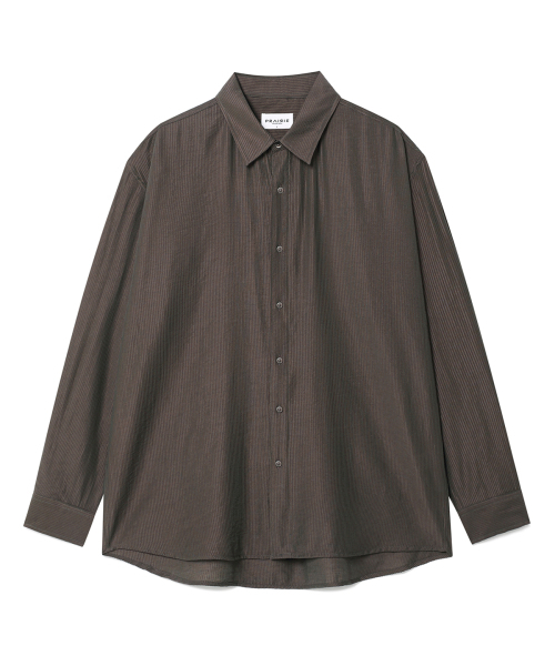 PRAIRIE(KR)(プレーリー)の「シルキー ストライプシャツ (ブラウン)(シャツ/ブラウス・メンズ・ブラウン・MEDIUM/LARGE)」の10枚目の写真