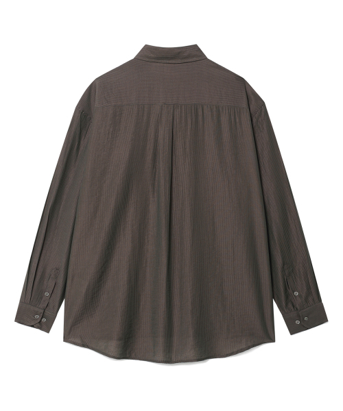 PRAIRIE(KR)(プレーリー)の「シルキー ストライプシャツ (ブラウン)(シャツ/ブラウス・メンズ・ブラウン・MEDIUM/LARGE)」の9枚目の写真