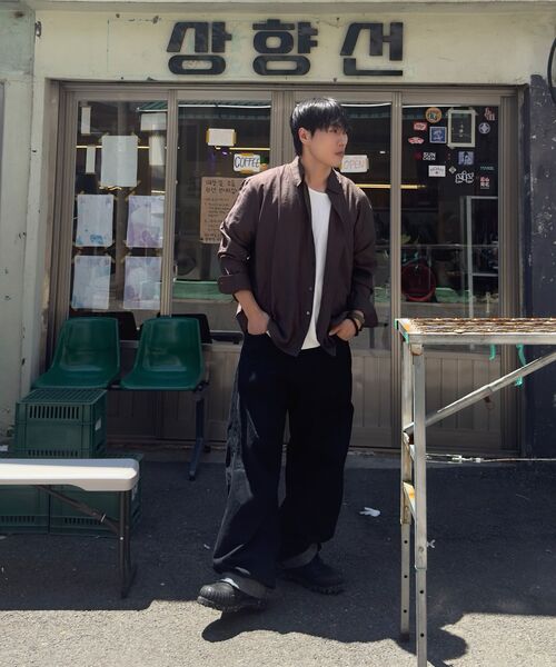 PRAIRIE(KR)(プレーリー)の「シルキー ストライプシャツ (ブラウン)(シャツ/ブラウス・メンズ・ブラウン・MEDIUM/LARGE)」の2枚目の写真