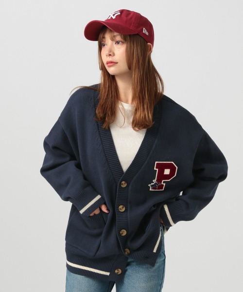 BEVERLY HILLS POLO CLUB（ビバリーヒルズポロクラブ）の「【BEVERLY HILLS POLO CLUB】別注ワッペンカーディガン（カーディガン/ボレロ・レディース・キャメル/オフホワイト/ネイビー・FREE）」の5枚目の写真