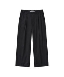 PARAKEET（パラキート）の「ワイドストライプタックパンツ（ブラック）（スラックス）」